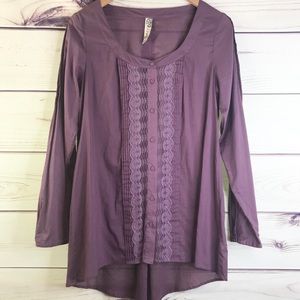 Free People Purple Long Tunic Blouse